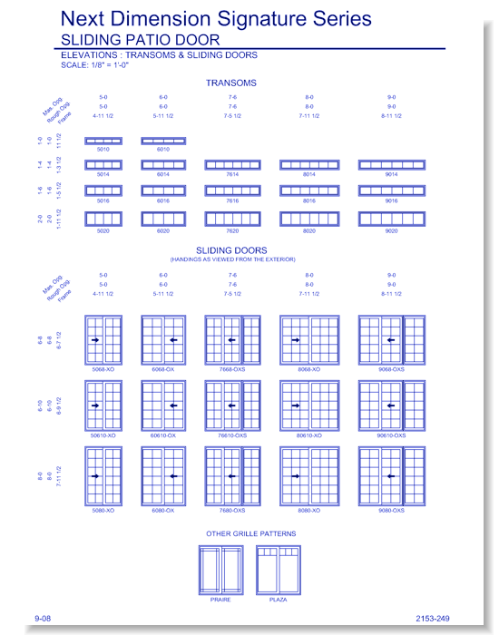 Next Dimension Signature Patio Door: Section Details