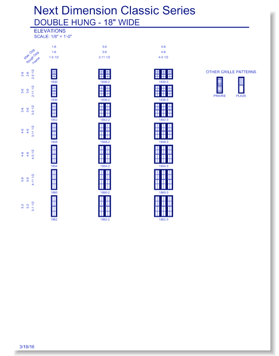 Next Dimension Classic Double Hung: Elevations