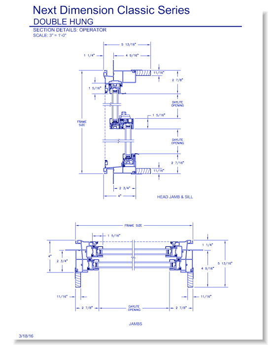 Next Dimension Classic Double Hung: Section Details