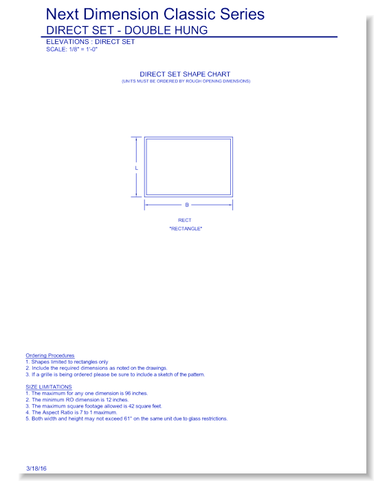 Next Dimension Classic Double Hung Direct Set: Elevations