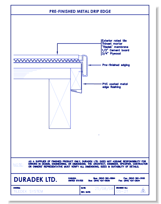 Tiledek Details Drawings:  Pre-Finished Metal Drip Edge OS-2T