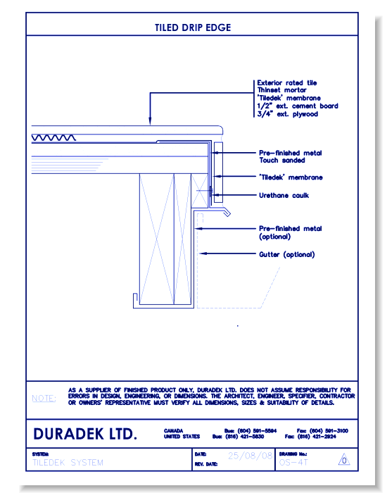 Tiledek Details Drawings:  Tiled Drip Edge OS-4T