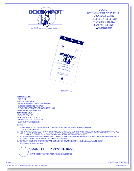 Smart DOGIPOT® Litter PickUp Bags ( Header Paks ) 	