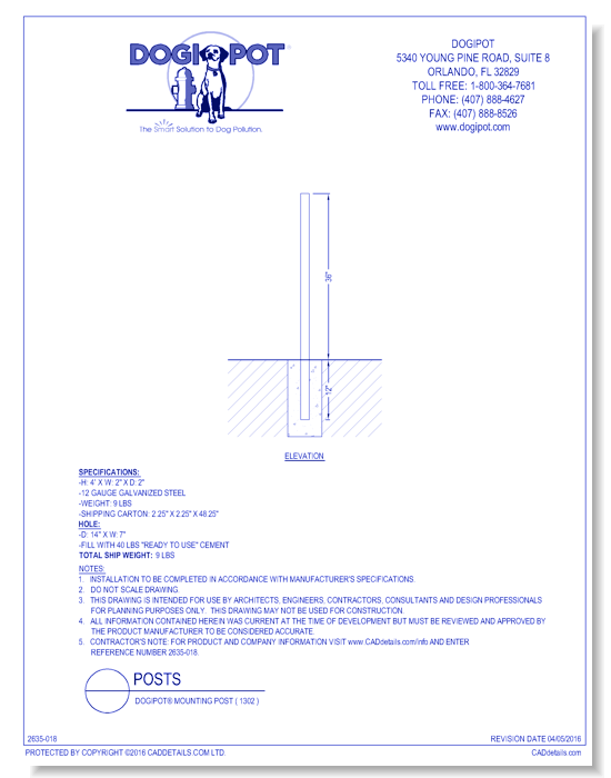 DOGIPOT® Mounting Post ( 1302 ) 	