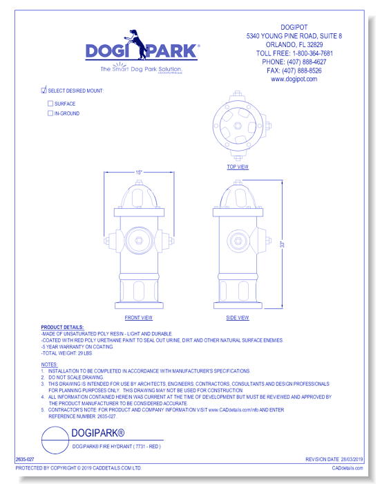DOGIPARK® Fire Hydrant ( 7731-RED )