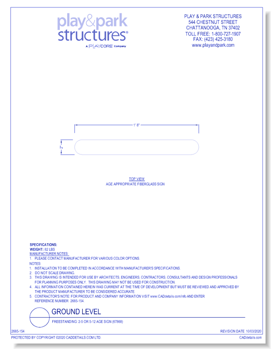 Freestanding: 2-5 Or 5-12 Age Sign (67868)