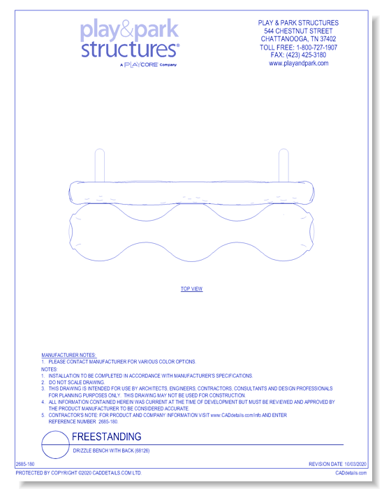 Freestanding: Drizzle Bench With Back (68126)
