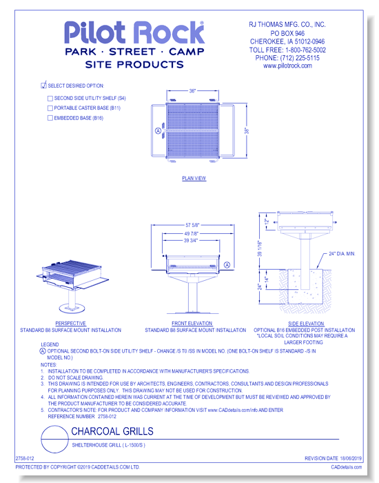 Charcoal Grills: Shelterhouse Grill ( L-1500/S )