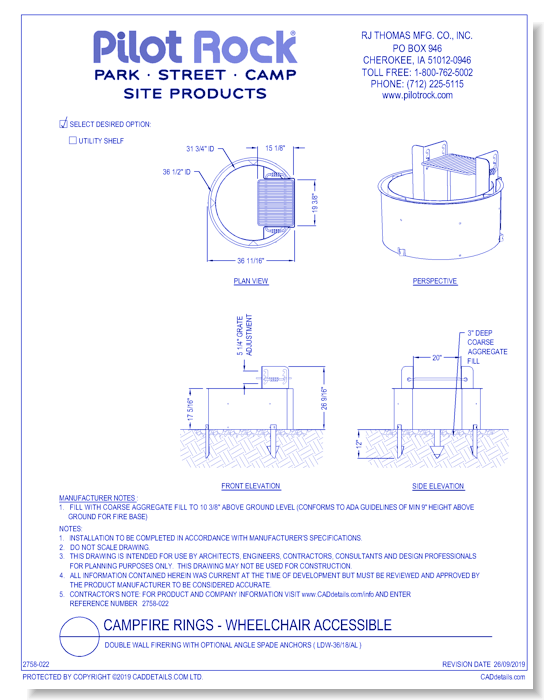 Campfire Rings: Double Wall Firering with Optional Angle Spade Anchors ( LDW-36/18/AL )