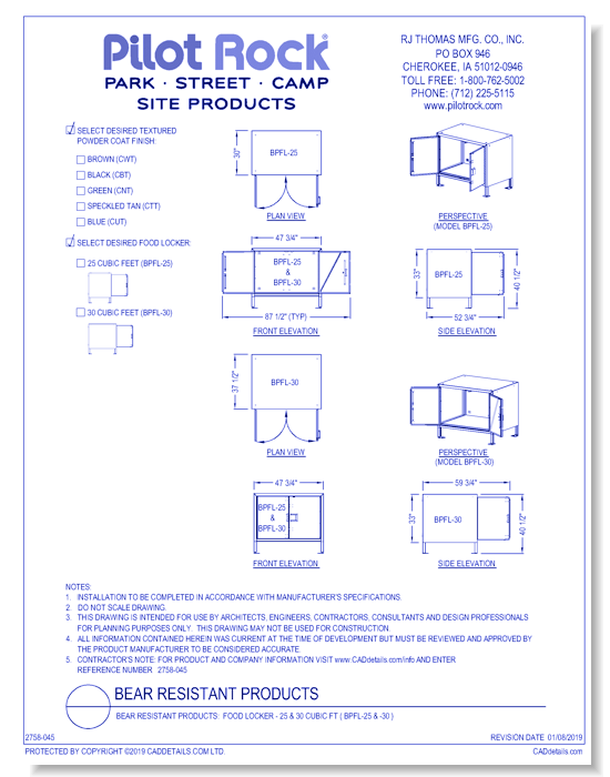 Bear Resistant Products:  Food Locker - 25 & 30 Cubic ft ( BPFL-25 & -30 )