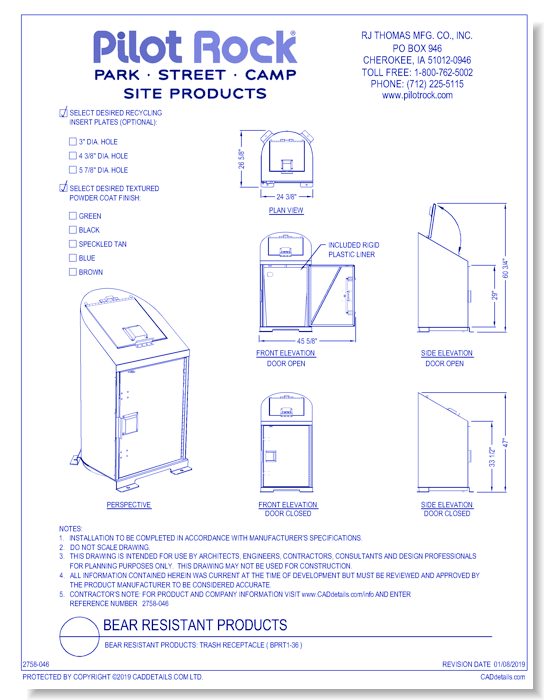 Bear Resistant Products: Trash Receptacle ( BPRT1-36 )