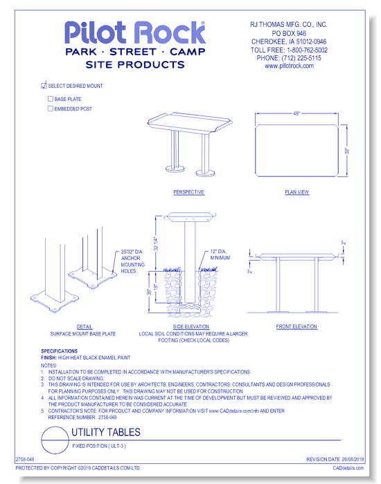 Utility Tables: Fixed Position ( ULT-3 )