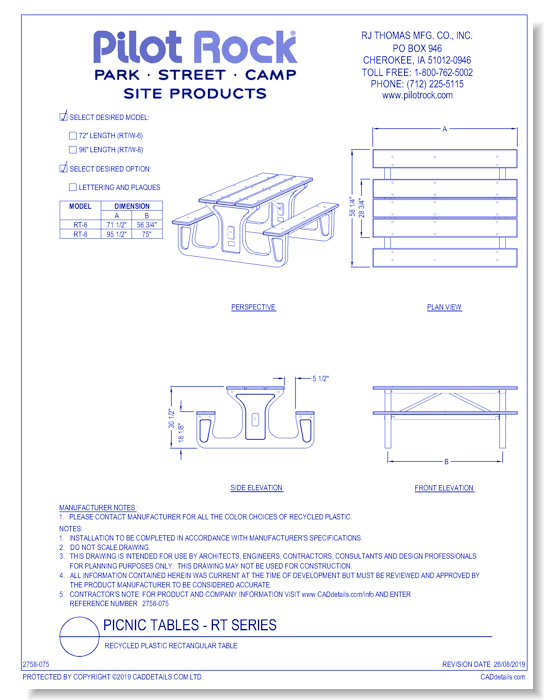 RT Series: Recycled Plastic Rectangular Table