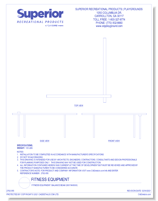 Fitness Equipment: Balance Beam (60019408XX)