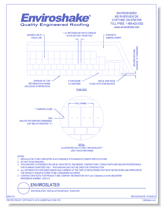 Enviroslate®: Installation Details - Plan View