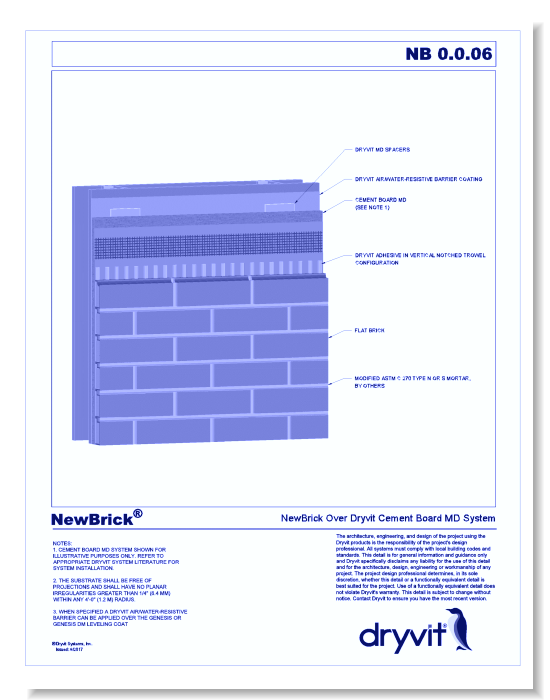 NewBrick® System: NewBrick Over Dryvit Cement Board MD System 