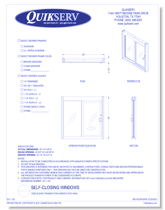 Side Sliding Transaction Window (IFSC-4040)