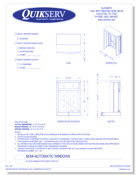 Bi-Fold Transaction Window (PW2-16)