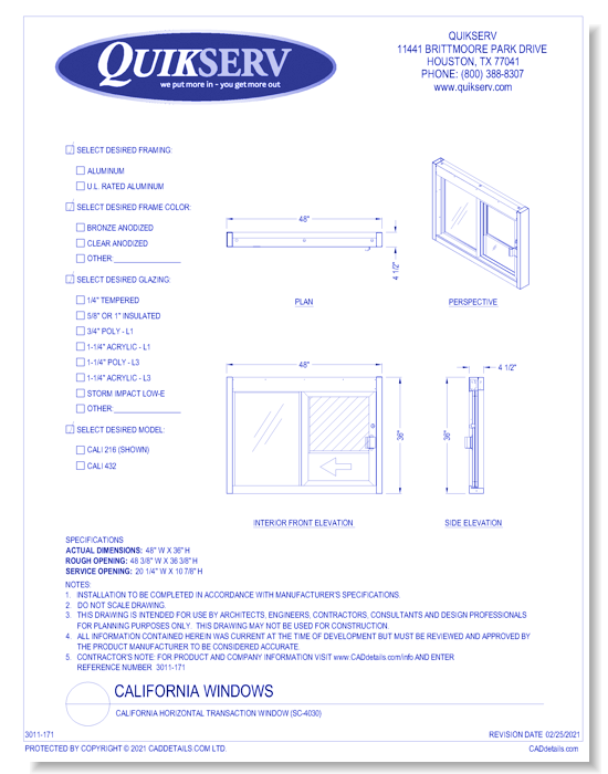 California Horizontal Transaction Window (SC-4030)