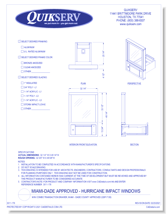 Mini Combo Transaction Drawer, Miami - Dade County Approved (QSP-713S)