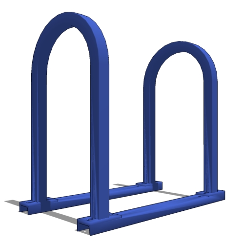 U200 'U' on Rail Bike Rack: 4 Bike, 2 Loop, Surface Mount