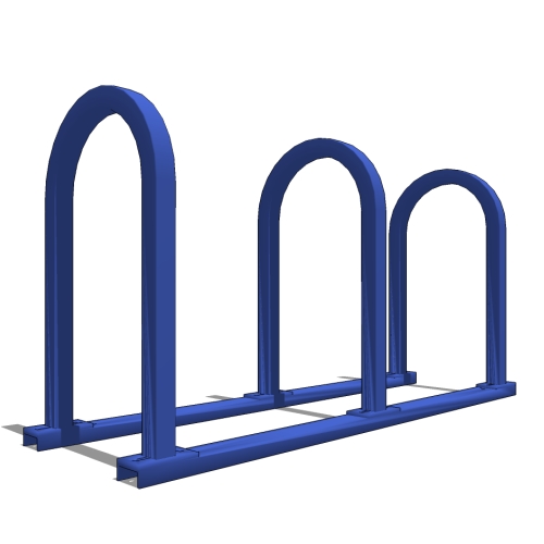 U200 'U' on Rail Bike Rack: 6 Bike, 3 Loop, Surface Mount