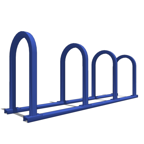 U200 'U' on Rail Bike Rack: 8 Bike, 4 Loop, Surface Mount