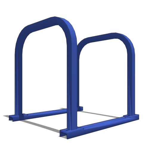 UX200 'U' on Rail Bike Rack: 4 Bike, 2 Loop, Surface Mount