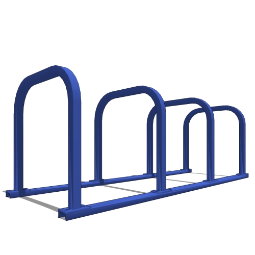 UX200 'U' on Rail Bike Rack: 8 Bike, 4 Loop, Surface Mount