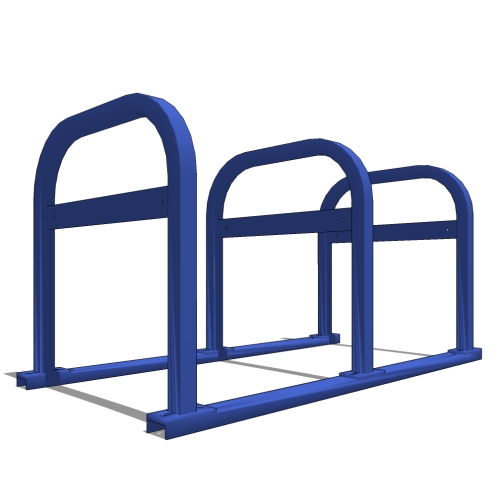 UX200-LB 'U' on Rail Bike Rack with Lean Bar: 6 Bike, 3 Loop, Surface Mount