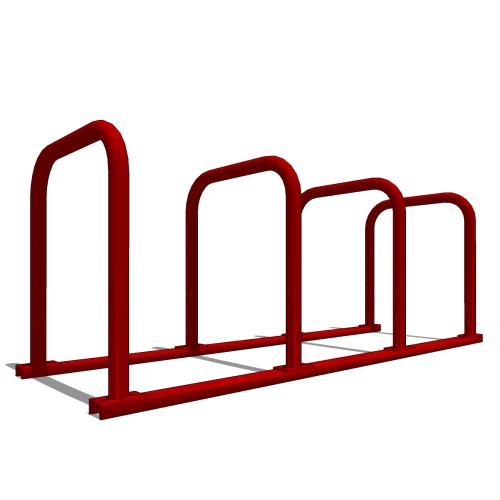 UX238 'U' on Rail Bike Rack: 8 Bike, 4 Loop, Surface Mount