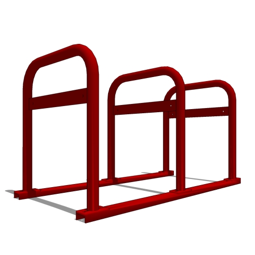UX238-LB 'U' on Rail Bike Rack with Lean Bar: 6 Bike, 3 Loop, Surface Mount