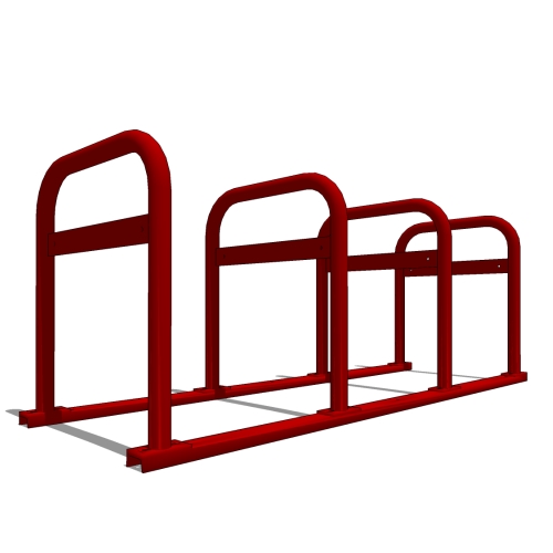 UX238-LB 'U' on Rail Bike Rack with Lean Bar: 8 Bike, 4 Loop, Surface Mount