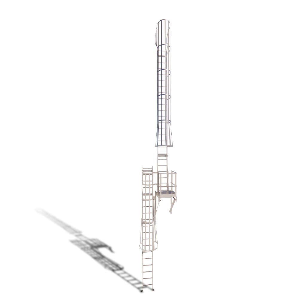 Cages & Platforms: 561-CP Handrails Over Roof with Rest Platform