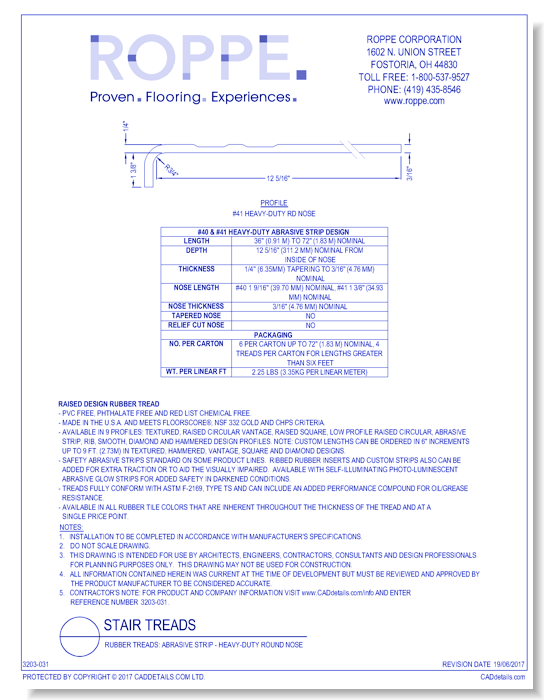 Rubber Treads: Abrasive Strip - Heavy-Duty Round Nose