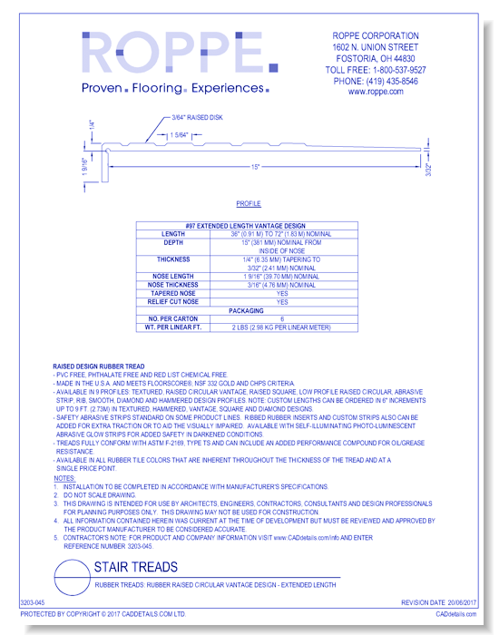 Rubber Treads: Rubber Raised Circular Vantage Design - Extended Length