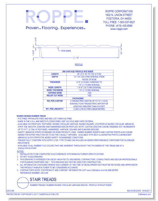 Rubber Treads: Rubber Raised Circular Vantage Design - Profile Without Riser