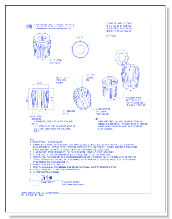 Model DYN-36: Dynasty Litter Receptacle, 36 gal (136 L)
