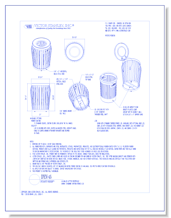 Model DYN-45: Dynasty Litter Receptacle, 45 gal (170 L)