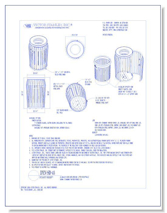 Model DYN-SD-45: Dynasty Side-Door Litter Receptacle, 45 gal (170 L)