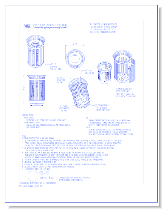 Model SD-35: Ironsites® Side-Door Litter Receptacle, 24 gal (90 L)