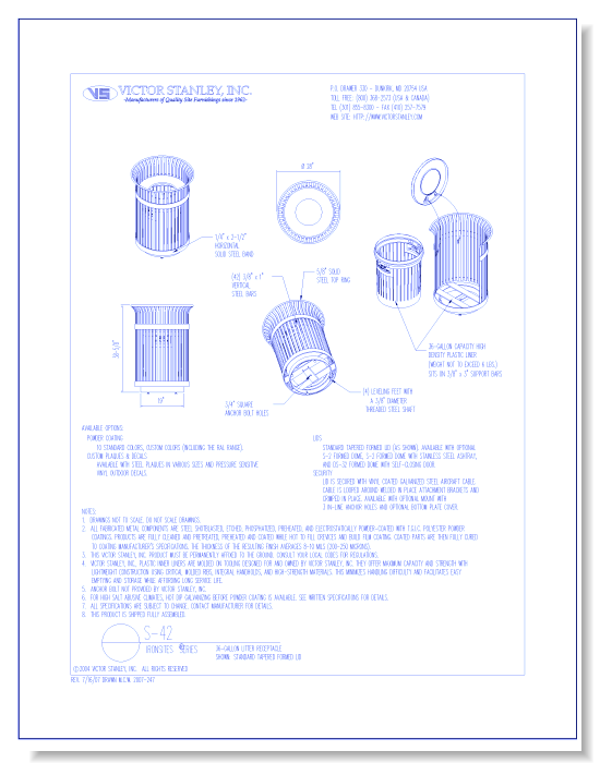 Model S-42: Ironsites® Litter Receptacle, 36 gal (136 L)