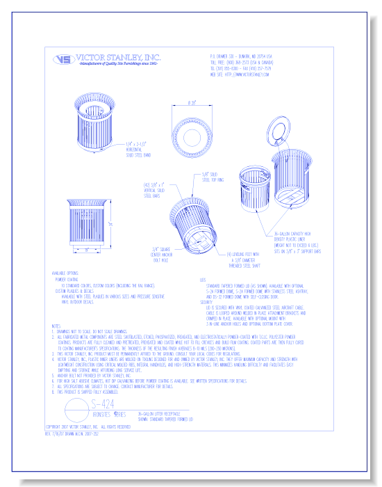 Model S-424: Ironsites® Litter Receptacle, 36 gal (136 L)
