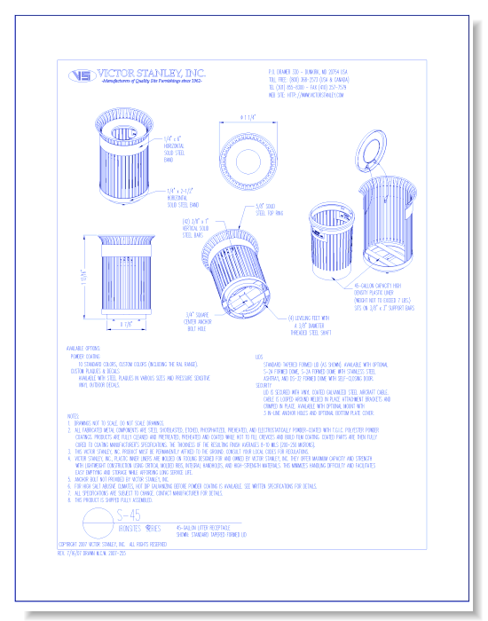 Model S-45: Ironsites® Litter Receptacle, 45 gal (170 L)