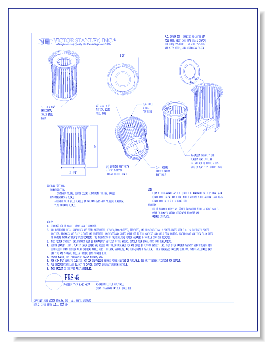 Model PRS-45: Production Litter Receptacle, 45 gal (170 L)