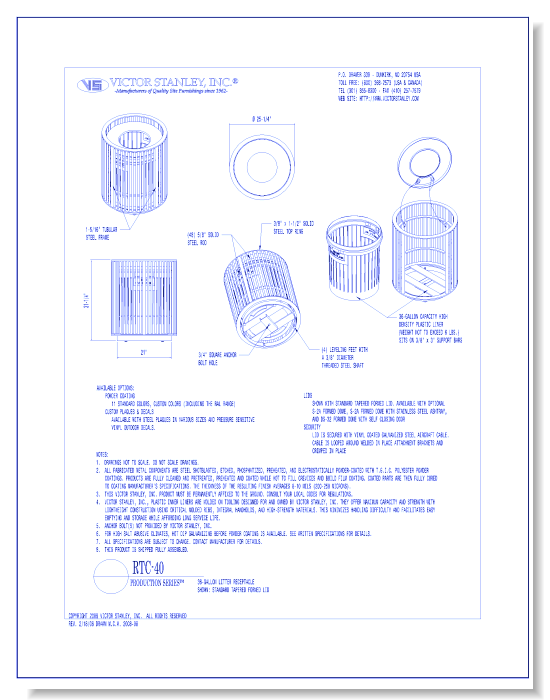 Model RTC-40: Production Litter Receptacle, 36 gal (136 L)
