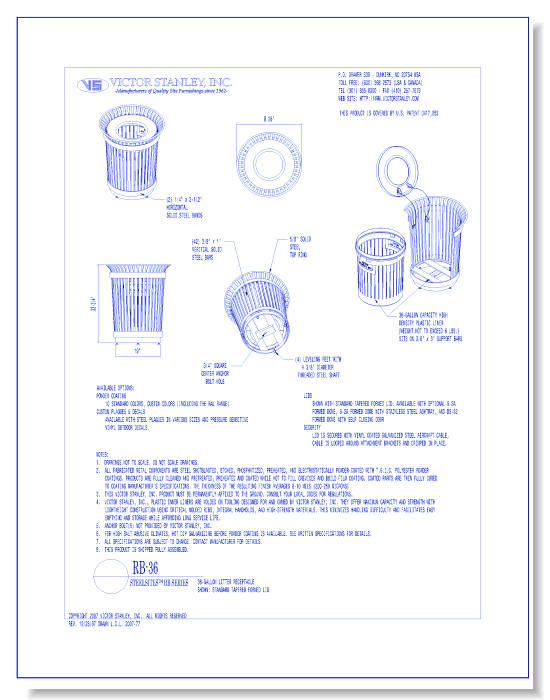 Model RB-36: Steelsites™ RB Litter Receptacle, 36 gal (136 L)