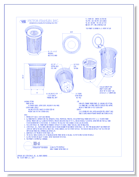 Model RB-45: Steelsites™ RB Litter Receptacle, 45 gal (170 L)