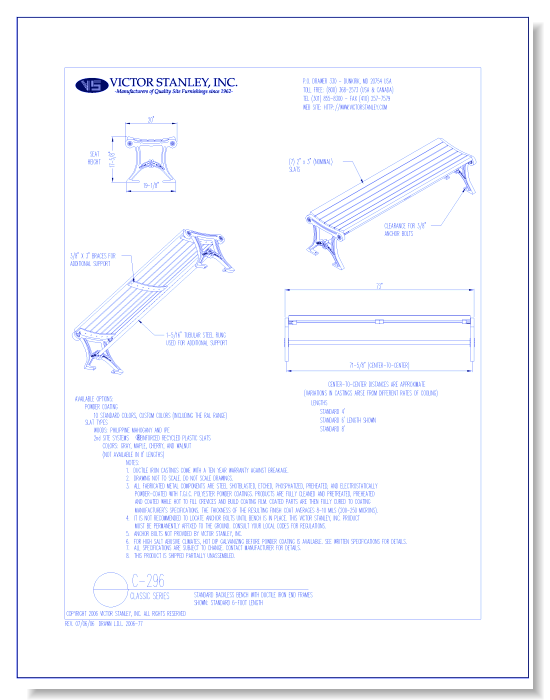 Model C-296: Wood Slats or 2nd Site Systems® Reinforced Recycled Plastic