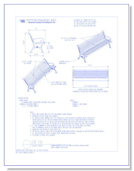 Model CBF-196: Classic Bench, Horizontal Steel Slats